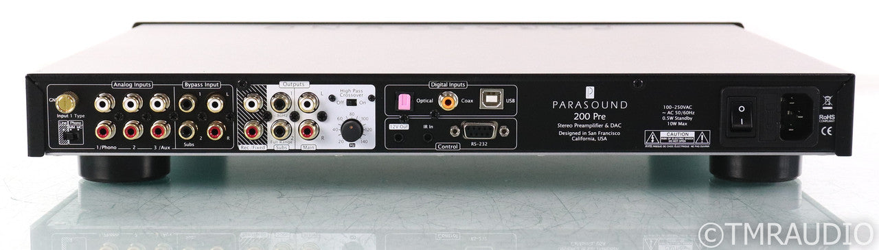 Parasound NewClassic 200 Pre 2.1 Channel Preamplifier; Remote; MM / MC Phono