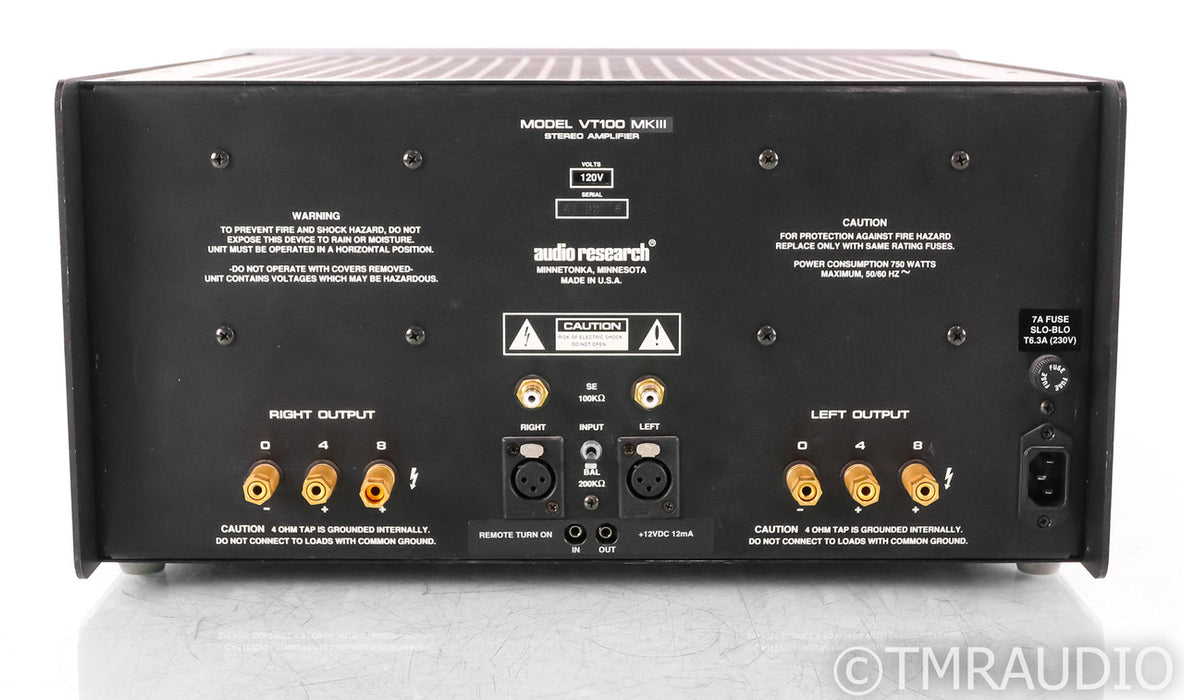 Audio Research VT-100 MKIII Stereo Tube Power Amplifier; VT100; Mk3; Silver