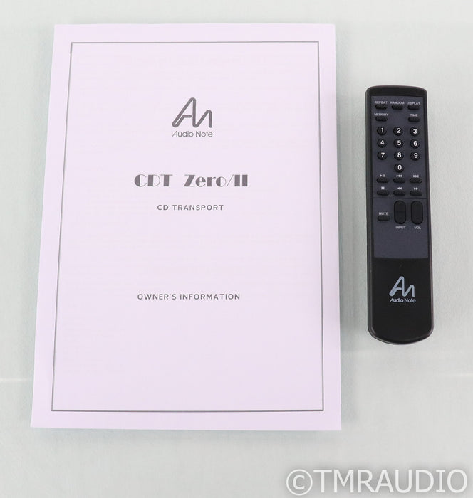 Audio Note CDT Zero/II CD Transport; Black; Remote