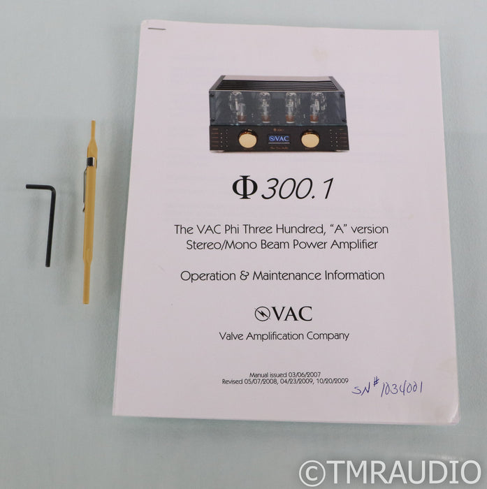 VAC Phi 300.1a Stereo Tube Power Amplifier;  300.1; "A" version; Silver