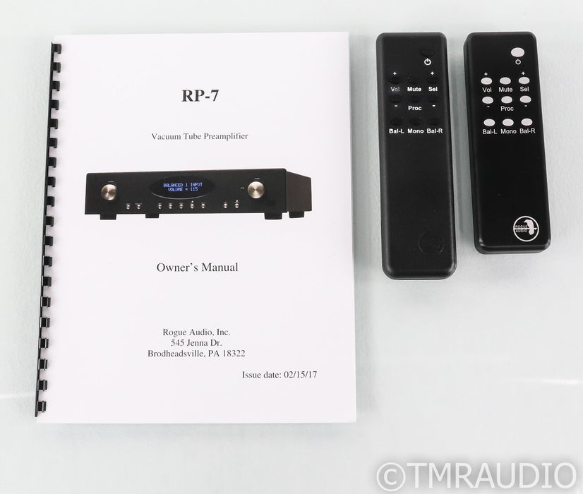 Rogue Audio RP-7 Stereo Tube Preamplifier; Remote; RP7; Black