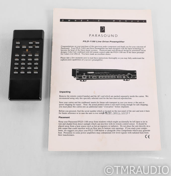 Parasound P/LD-1100 Stereo Preamplifier; Remote; Black; PLD1100