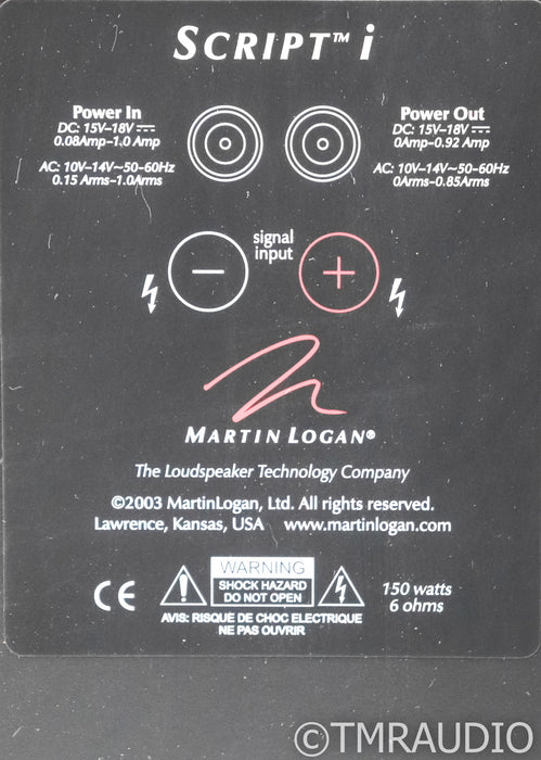 Martin Logan Script i Wall Mount Speakers; Black Pair