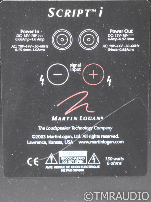 Martin Logan Script i Wall Mount Speakers; Black Pair
