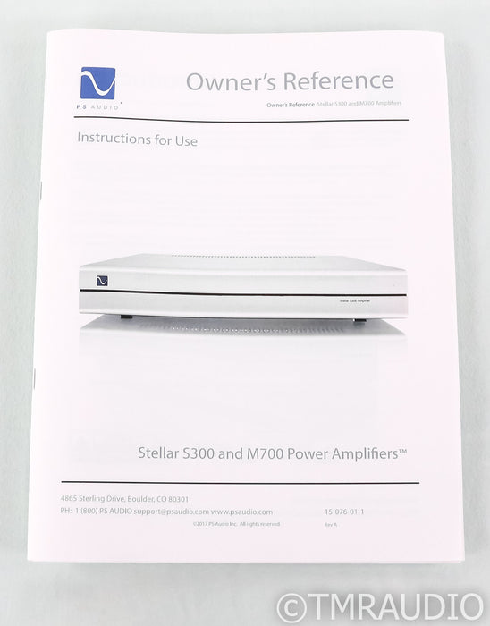 PS Audio Stellar M700 Mono Power Amplifier; Black Pair; M-700