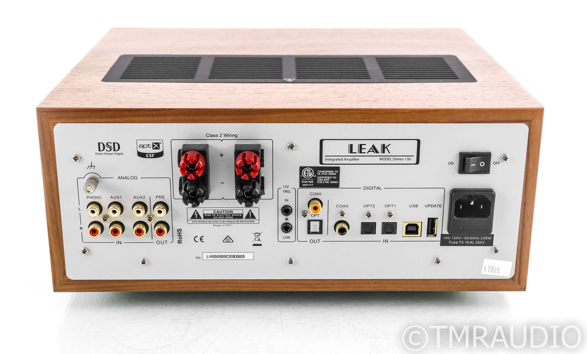 Leak Stereo 130 Stereo Integrated Amplifier; DAC; USB; MM Phono; Walnut Cabinet