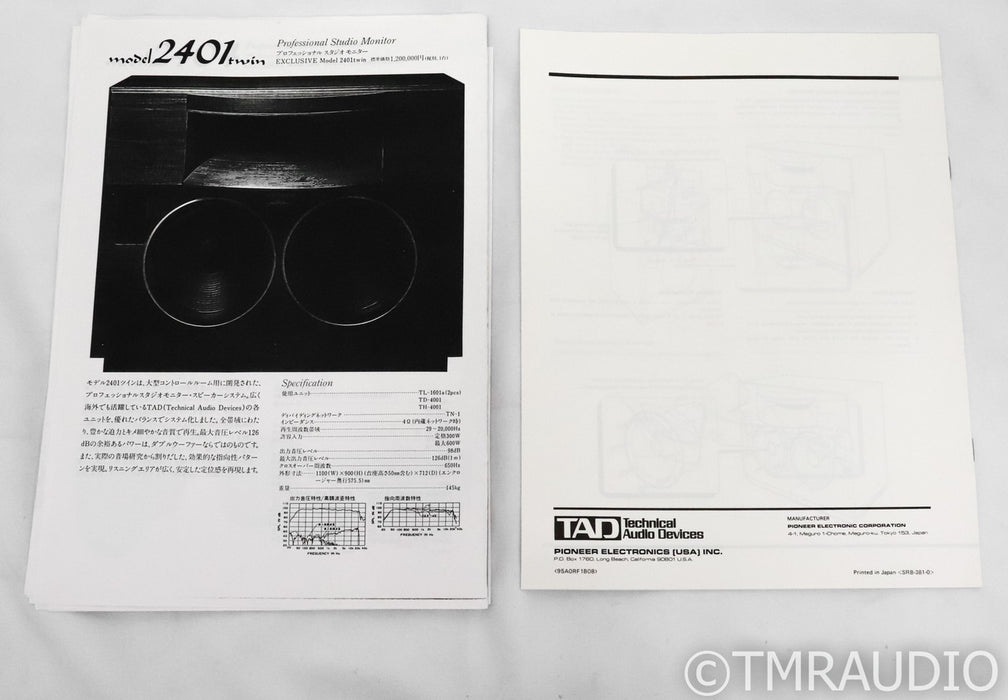Pioneer / TAD TSM-1 Monitor Speakers; TSM1; Pair w/ Stands - MINT