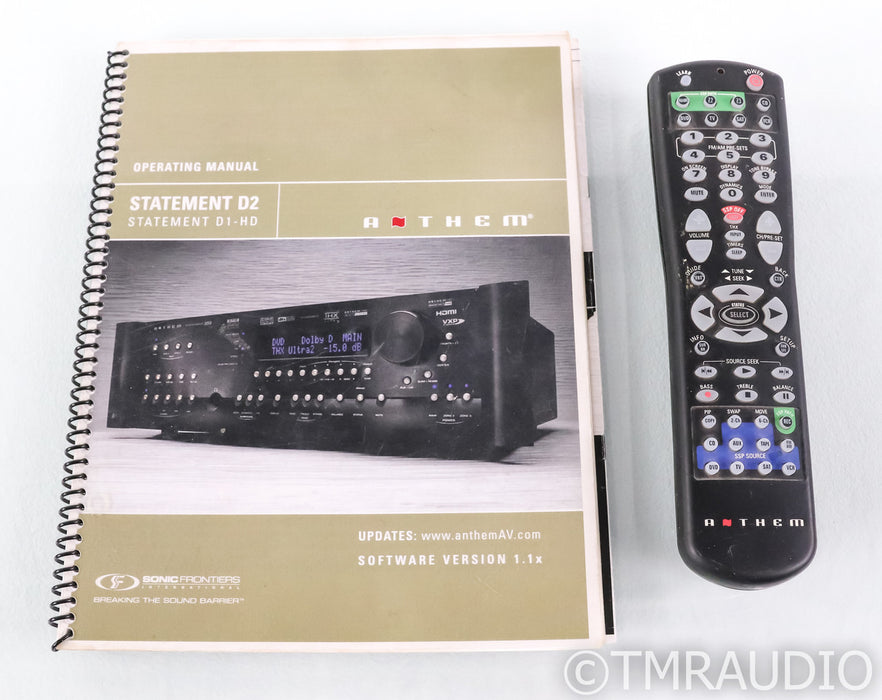 Anthem Statement D2 8.2 Channel Home Theater Processor; D-2; Black; Remote