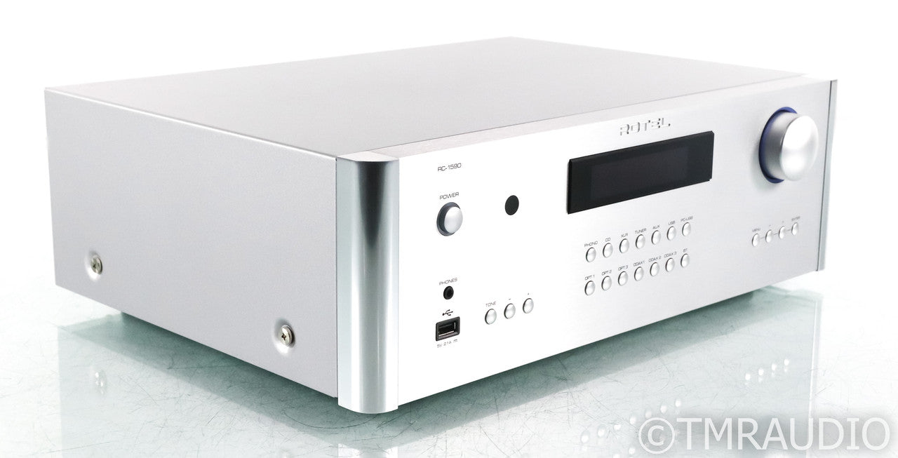 Rotel RC-1590 Stereo Preamplifier; RC1590; Bluetooth; Remote; Silver