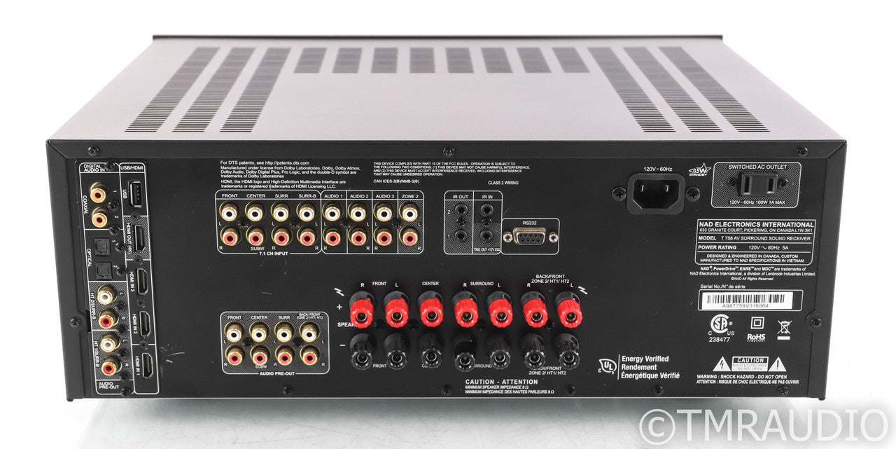 NAD T758 v3 7.1 Channel Home Theater Receiver; T-758; Black; Remote