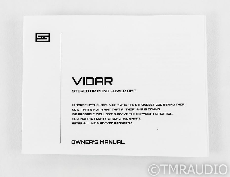 Schiit Audio Vidar Stereo Power Amplifier; Black