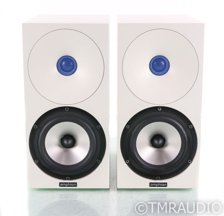 Amphion Argon1 Bookshelf Speakers; White w/ Blue Grills Pair