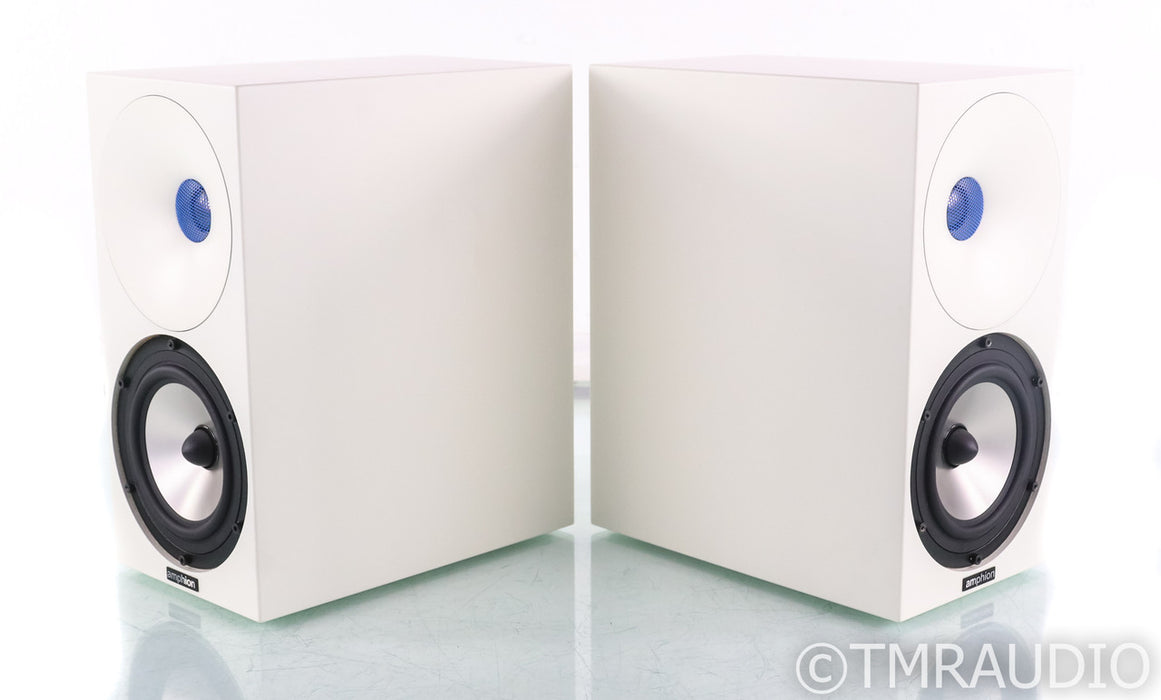 Amphion Argon1 Bookshelf Speakers; White w/ Blue Grills Pair