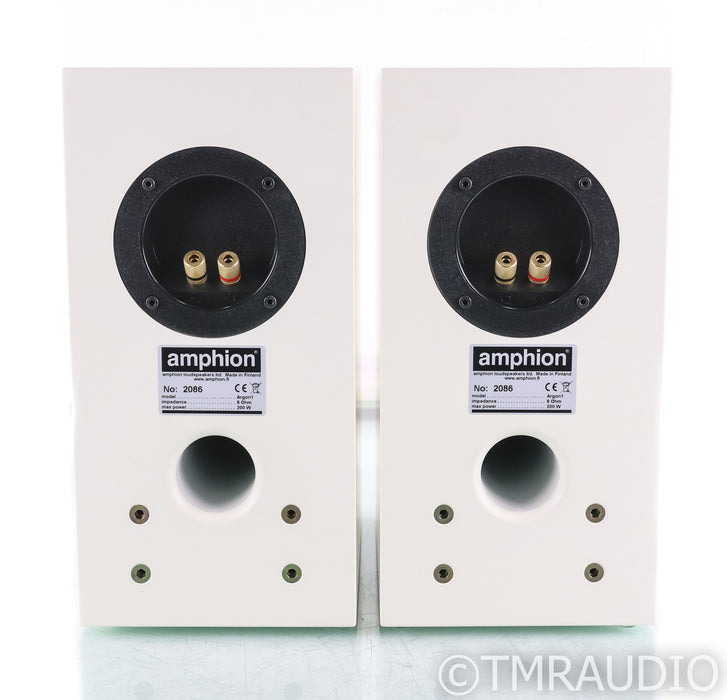 Amphion Argon1 Bookshelf Speakers; White w/ Blue Grills Pair