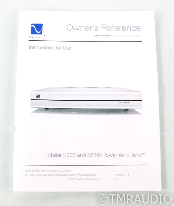 PS Audio Stellar S300 Stereo Power Amplifier; S-300; Silver (Used)