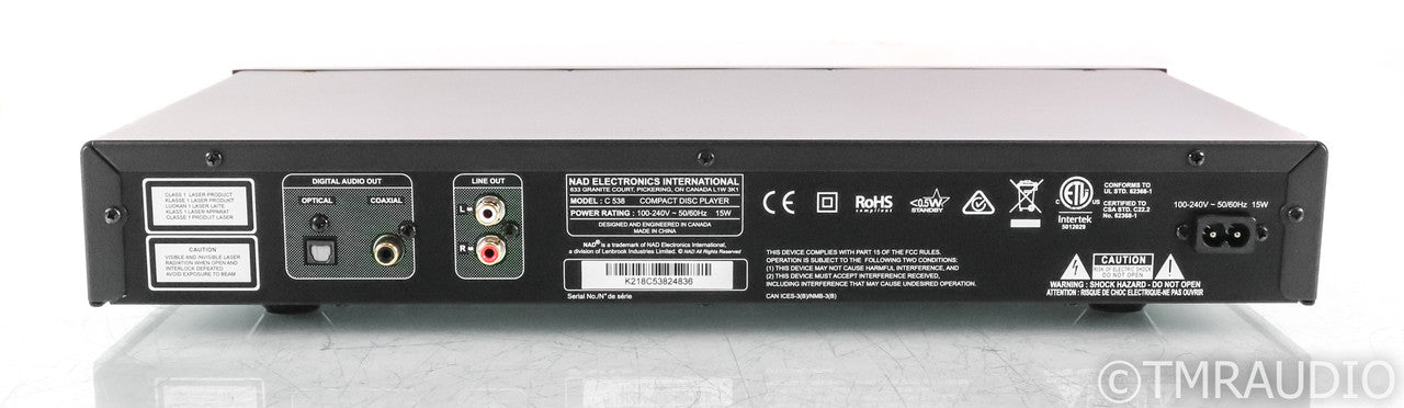 NAD C 538 CD Player; C538; Remote; Black (Open Box)