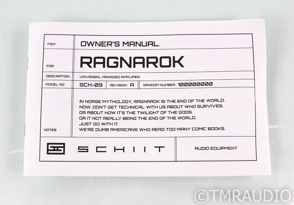 Schiit Audio Ragnarok Stereo Integrated Amplifier; Black