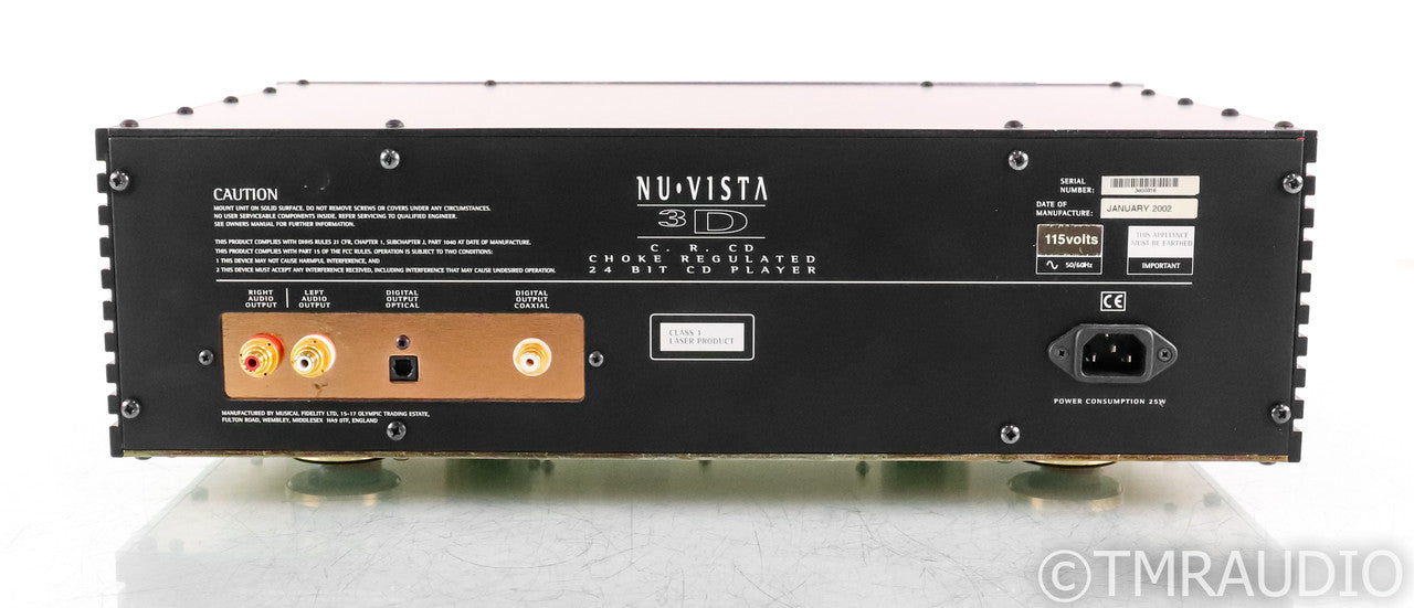 Musical Fidelity NuVista 3D C.R CD Player; Remote; Silver; Nu-Vista; 3-D