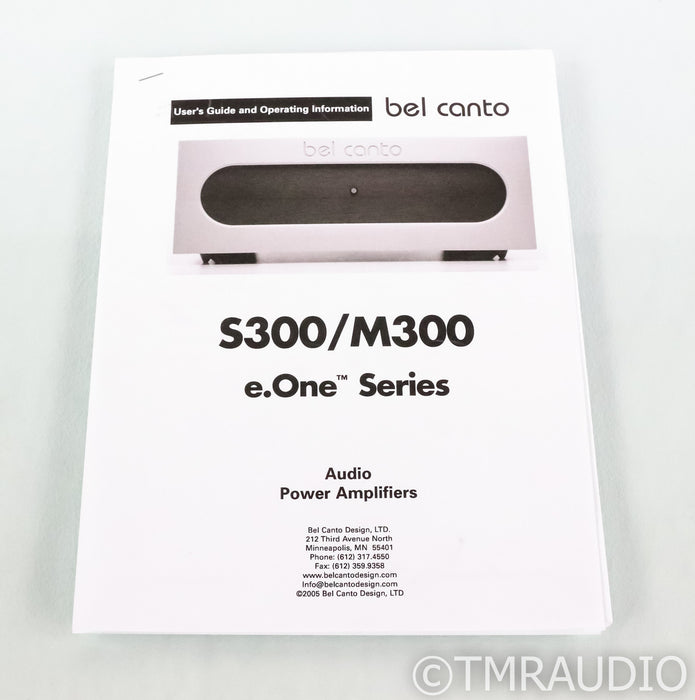 Bel Canto M300 Mono Power Amplifier; M-300; Pair