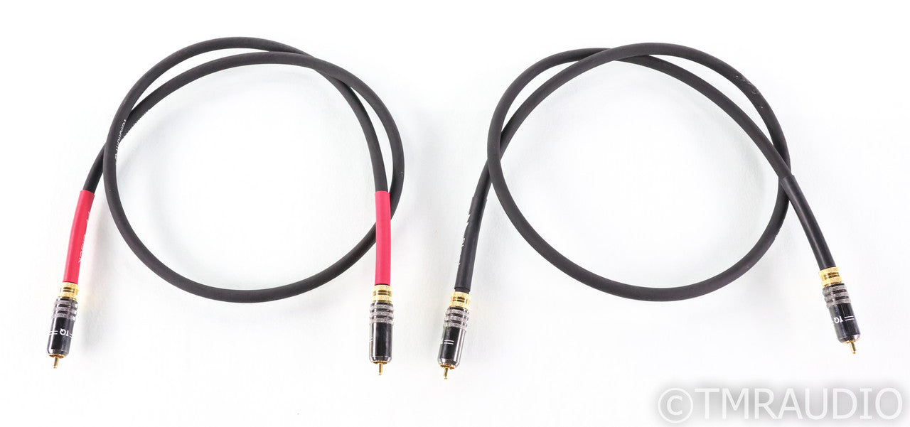 Tellurium Q Black RCA Cables; 1m Pair Interconnects; Black v1; TQ