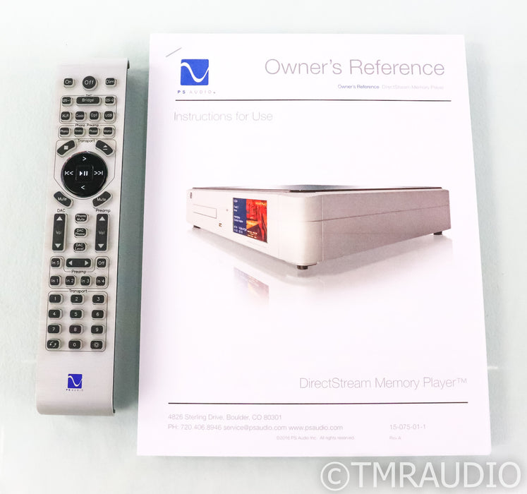 PS Audio DirectStream Memory Player CD / SACD Transport; Remote; Silver (Used)