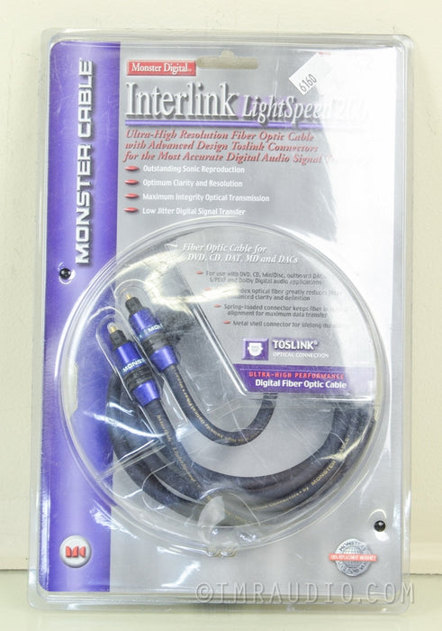Monster Interlink Lightspeed 200 Toslink / Optical Digital Cable 2 Meter NIB
