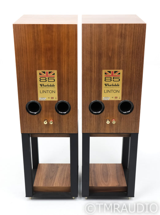 Wharfedale Linton Bookshelf Speakers; 85th Anniversary; Walnut Pair with Stands