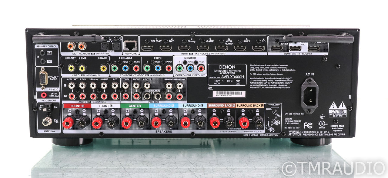 Denon AVR-X3400H 7.2 Channel Home Theater Receiver; AVR3X400H; Remote; Bluetooth