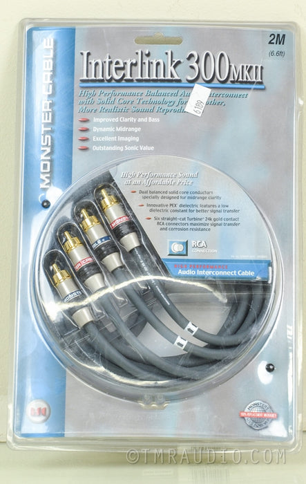 Monster Interlink 300 mk ii Audiophile Interconnects / RCA Cables NIB 2 Meter