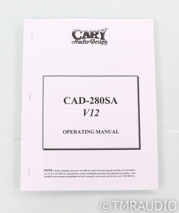 Cary CAD-280-A Stereo Tube Power Amplifier; CAD280SA; V12