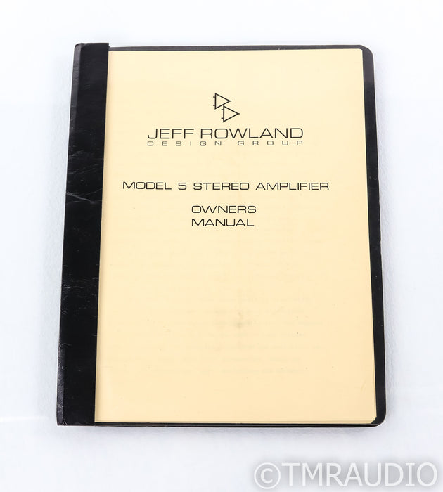 Jeff Rowland Model 5 Stereo Power Amplifier; Rowland Research; Black