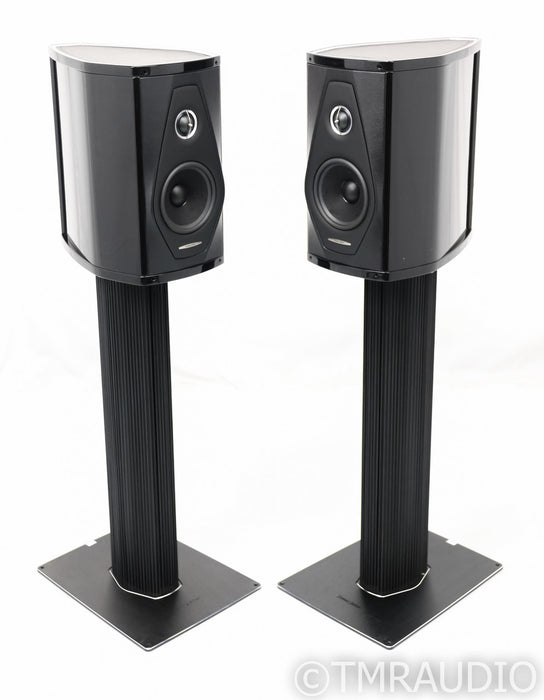 Sonus Faber Olympica 1 Bookshelf Speakers; Black Pair w/ Stands