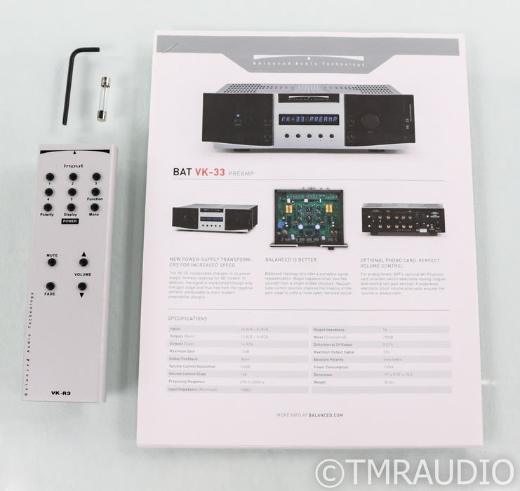 Balanced Audio Technology VK-33 Stereo Tube Preamplifier; Remote; Silver; VK33