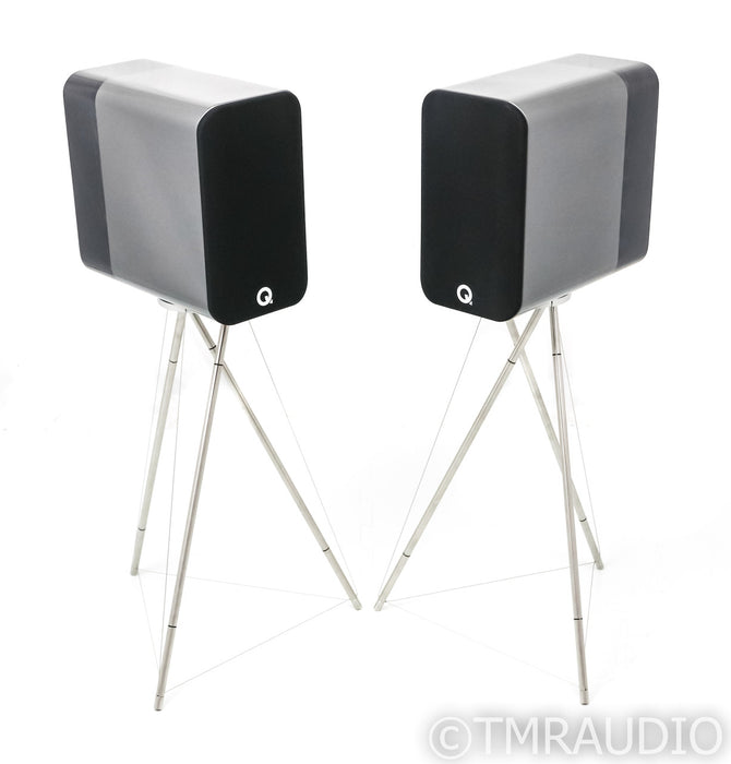 Q Acoustics Concept 300 Bookshelf Speakers; Silver Ebony Pair / Sands (Open Box)