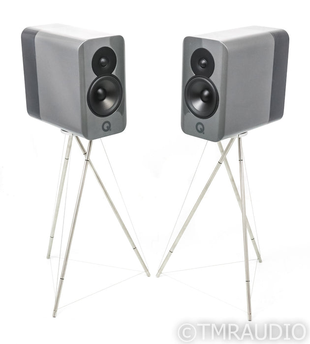 Q Acoustics Concept 300 Bookshelf Speakers; Silver Ebony Pair / Sands (Open Box)
