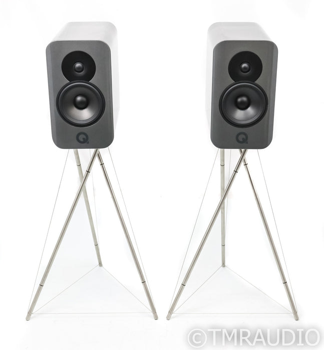Q Acoustics Concept 300 Bookshelf Speakers; Silver Ebony Pair / Sands (Open Box)