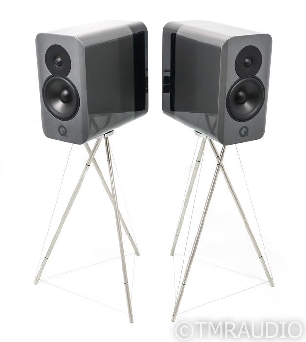 Q Acoustics Concept 300 Bookshelf Speakers; Silver Ebony Pair / Sands (Open Box)