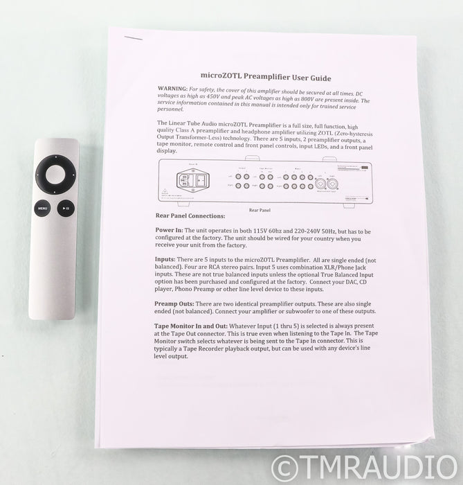 Linear Tube Audio Microzotl Stereo Tube Preamplifier; LTA