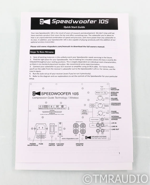 RSL Speedwoofer 10S 10" Powered Subwoofer; Speed Woofer; 10-S; Black
