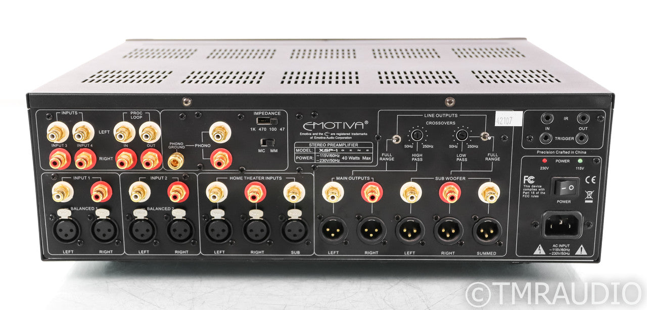 Emotiva XSP-1 Gen 2 Stereo Preamplifier; Remote; MM / MC Phono; Black; XSP1