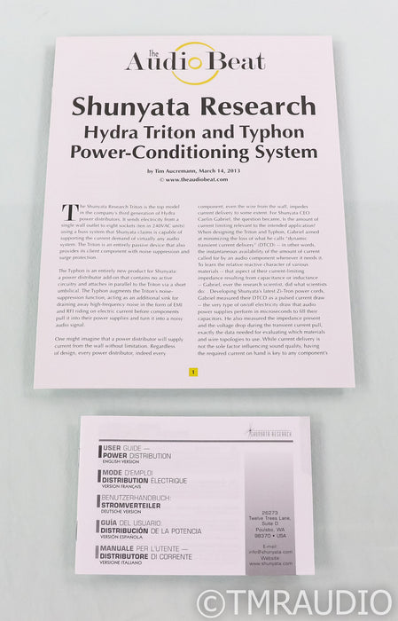 Shunyata Hydra Triton V2 AC Power Line Conditioner; V-2; Vii; Silver