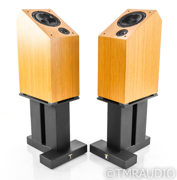 Shahinian Acoustics Larc Bookshelf Speakers; Oak Pair w Stands