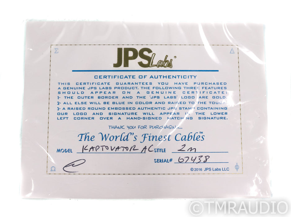 JPS Labs Kaptovator Ultra Power Cable; 2m AC Cord