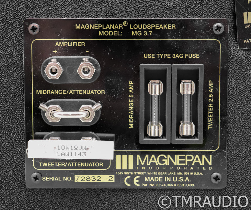 Magnepan MG 3.7i Planar Magnetic Floorstanding Speakers; MG3.7-i; Black & Oak Pair