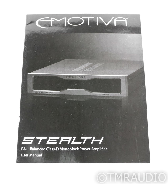 Emotiva PA-1 Mono Power Amplifier; Black Pair; PA1