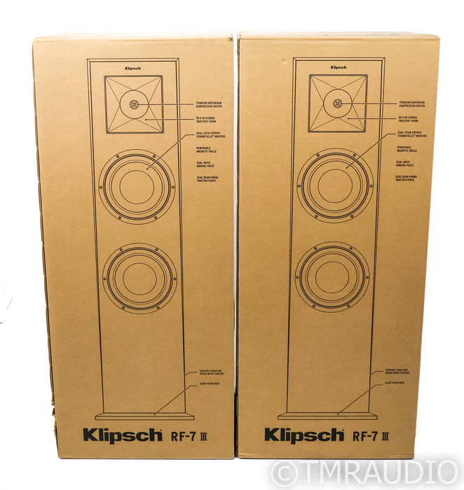Klipsch RF-7 III Floorstanding Speakers; Black Ash Pair; RF73 (Unused)