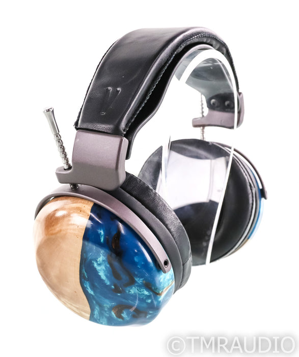 ZMF Verite Closed Back Headphones; Blue Epoxy Stabilized Buck Eye Burl