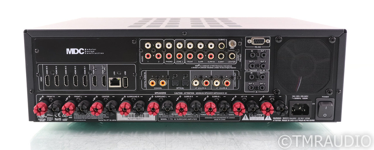 NAD T 778 9.2 Channel Home Theater Receiver; Remote; BluOS; MM Phono