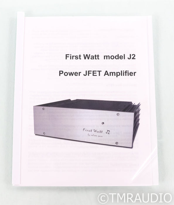 First Watt J2 Stereo Power Amplifier; JFET; Nelson Pass (Low Hours)