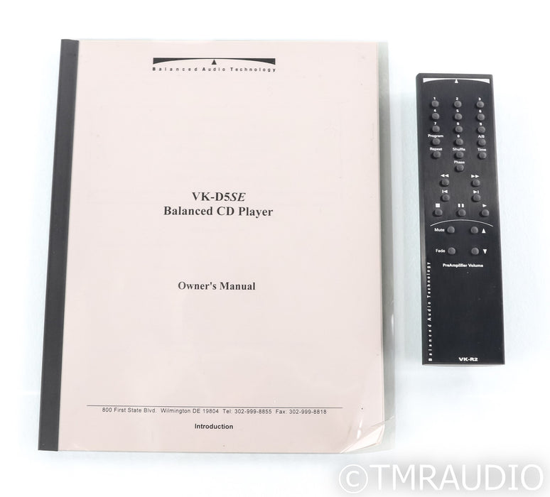 BAT VK-D5SE 24-bit Tube CD Player; Black; Remote; VK5DSE